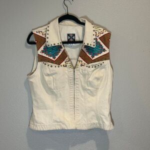 Vintage 90's Ropa-Hairston Roberson Southwestern western studded cowgirl vest Lg